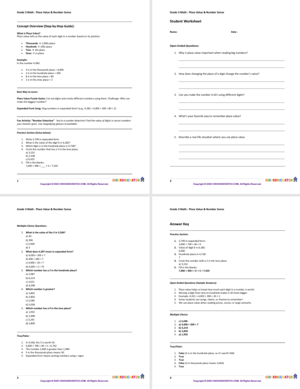 Place Value and Number Sense – 3rd Grade Math Worksheets - Image 3