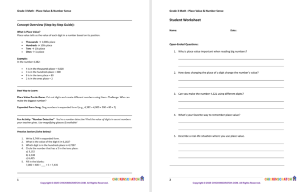 Place Value and Number Sense – 3rd Grade Math Worksheets - Image 2