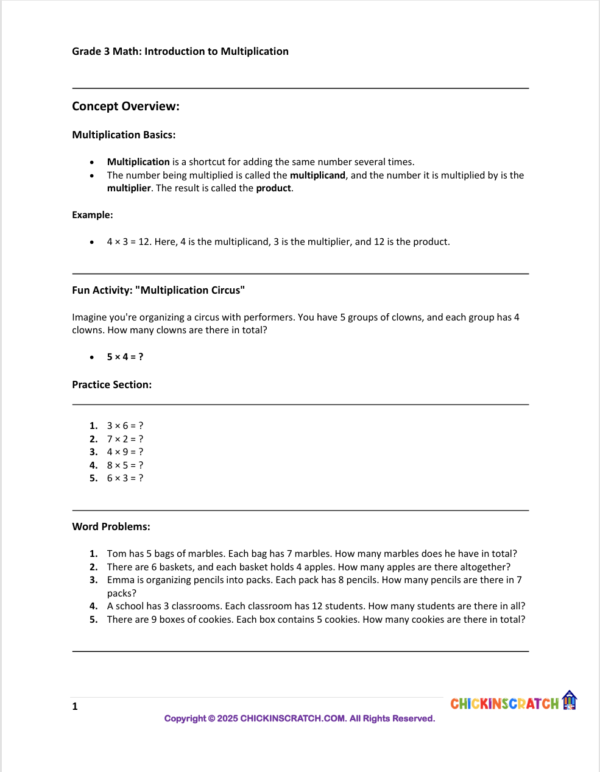 Grade 3 Math: Introduction to Multiplication