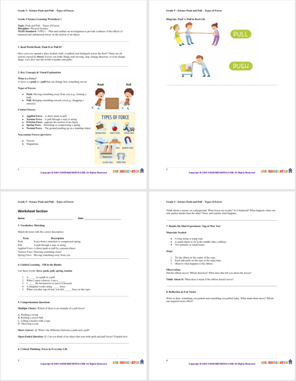 Grade 5 Reading: Science – Push and Pull: Types of Forces - Image 3
