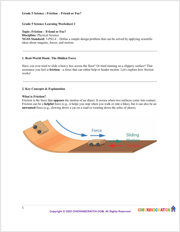 Grade 5 Science Reading: Friction – Friend or Foe?