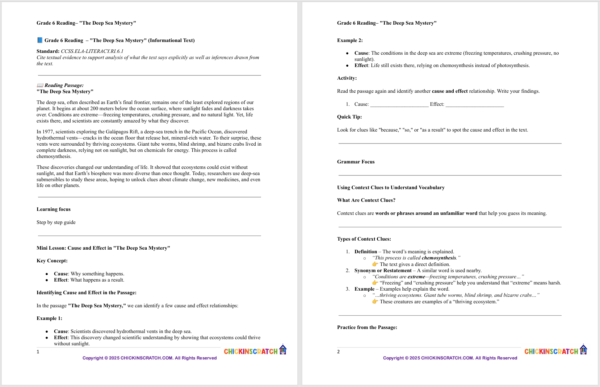 Grade 6 Reading– "The Deep Sea Mystery" - Image 2