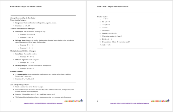 Grade 7 Math : Integers and Rational Numbers - Image 2