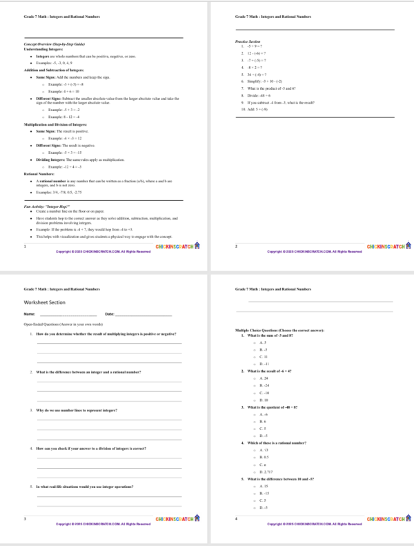 Grade 7 Math : Integers and Rational Numbers - Image 3