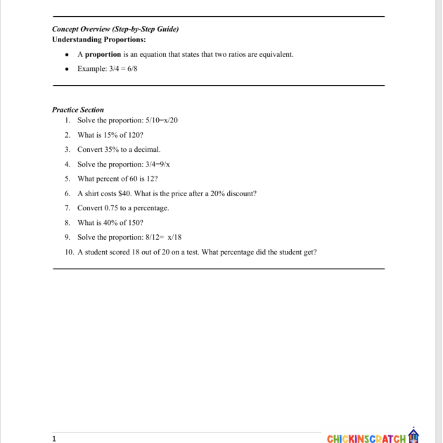 Grade 7 Math: Proportions and Percent