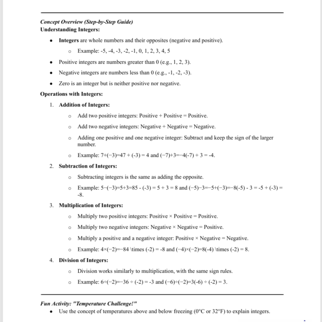 Grade 7 Math: Integers and Rational Numbers