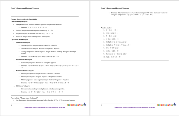 Grade 7 Math: Integers and Rational Numbers - Image 2