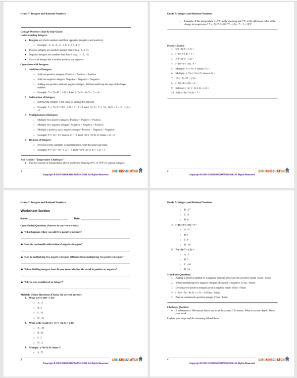 Grade 7 Math: Integers and Rational Numbers - Image 3