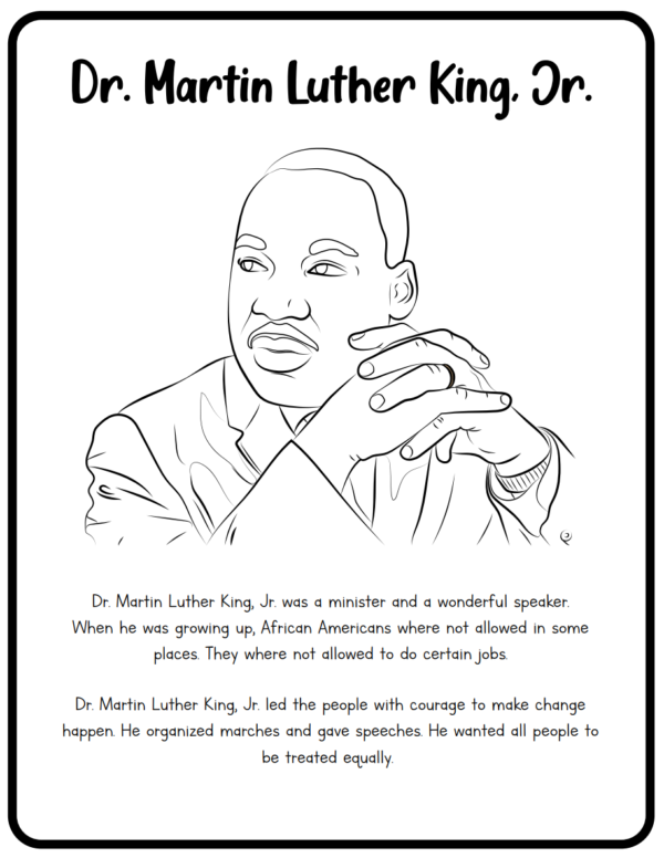 Dr. Martin Luther King, Jr. – Worksheet coloring sheet