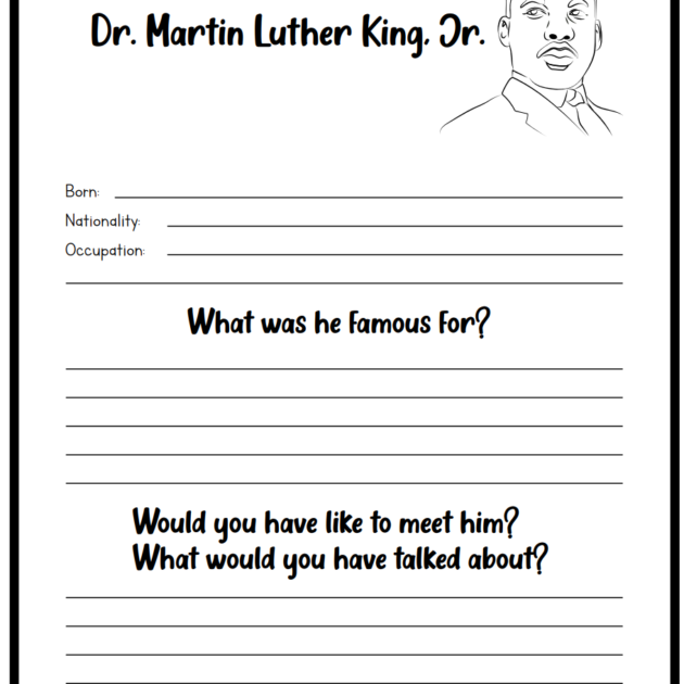 Dr. Martin Luther King, Jr. – Worksheet for Kids