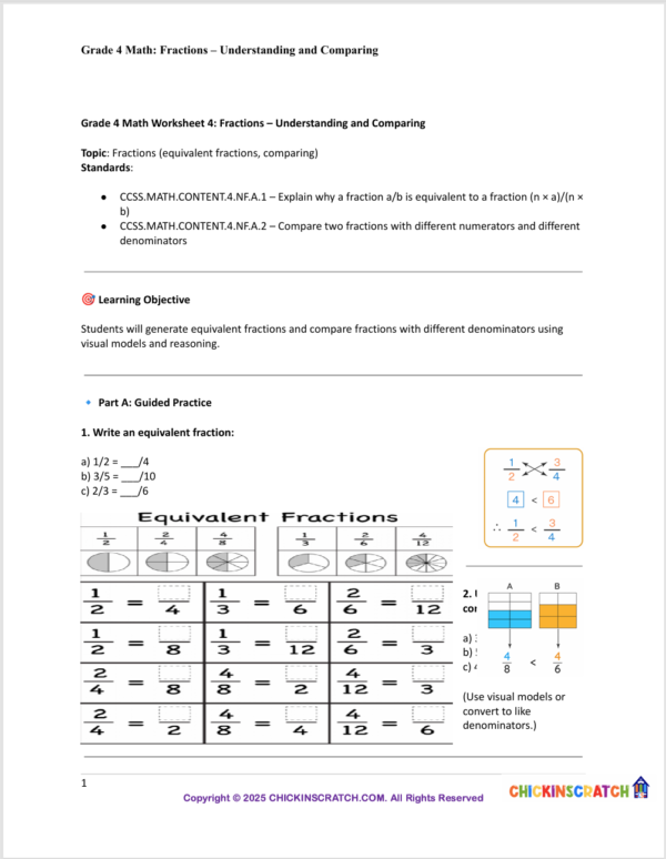 Grade 4 Math: Fractions – Understanding and Comparing