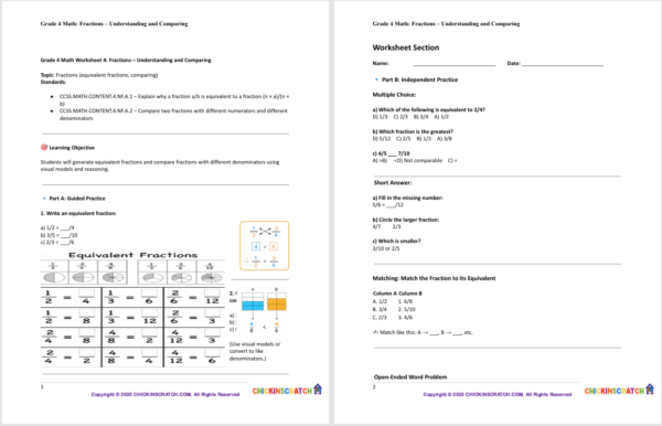 Grade 4 Math: Fractions – Understanding and Comparing - Image 2