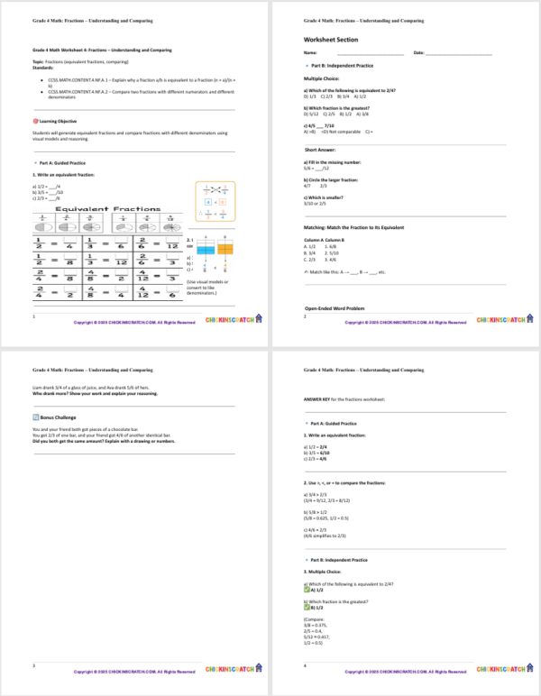 Grade 4 Math: Fractions – Understanding and Comparing - Image 3