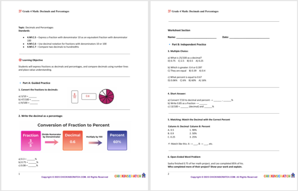Grade 4 Math: Decimals and Percentages - Image 2
