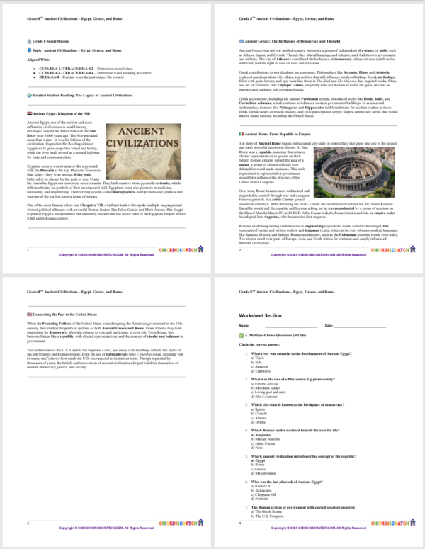 Grade 8 Social Studies: Ancient Civilizations – Egypt, Greece, and Rome - Image 3