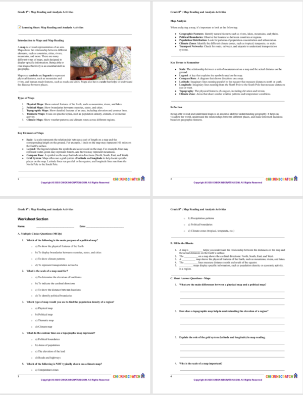 Grade 8 Geography: Map Reading and Analysis Activities - Image 3