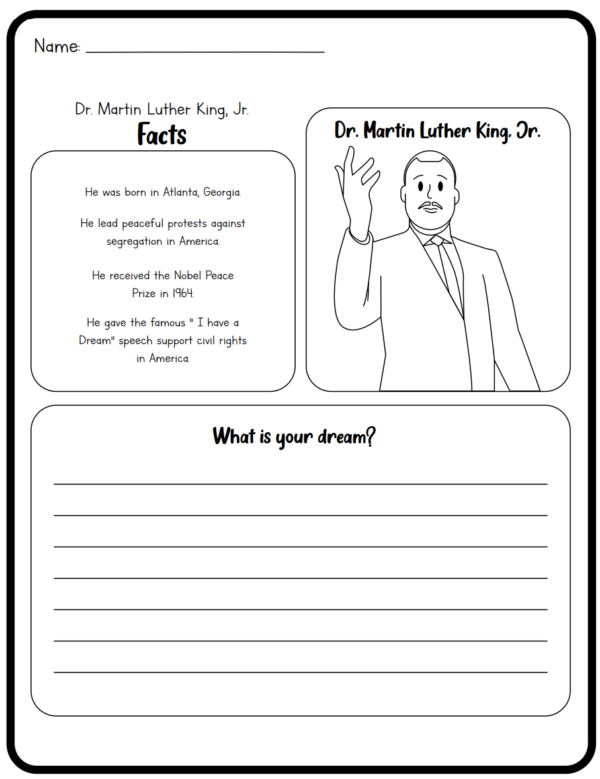 Dr. Martin Luther King, Jr. – Worksheet for Kids