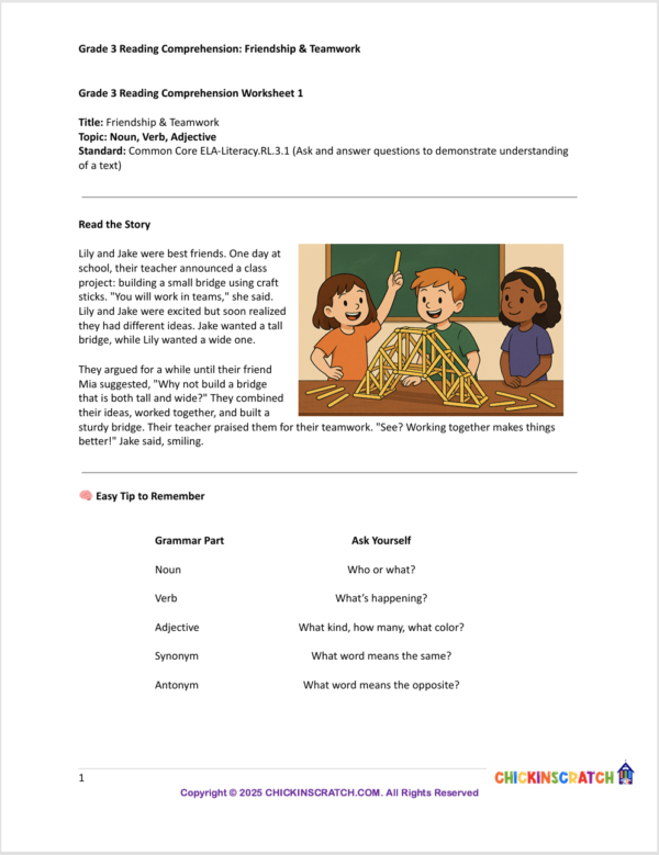 Grade 3 Reading Comprehension Worksheets