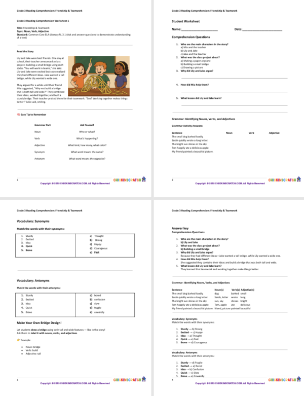Grade 3 Reading Comprehension Worksheets - Image 3