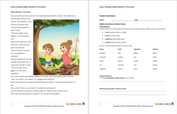 Grade 3 Reading: Hidden Wonders In The Garden - Worksheets - Image 2