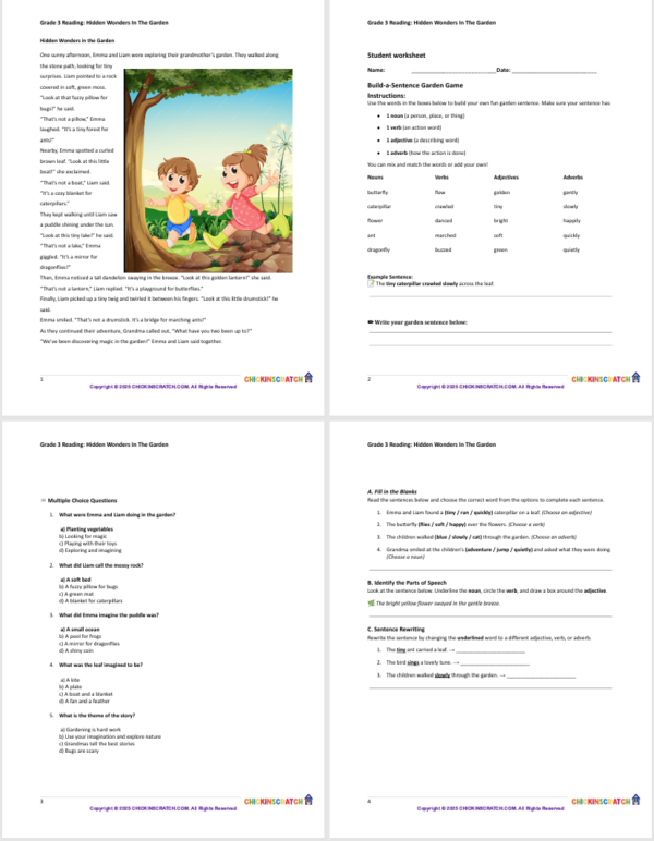 Grade 3 Reading: Hidden Wonders In The Garden - Worksheets - Image 3