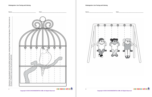 Kindergarten Line Tracing and Coloring Worksheets - Image 2