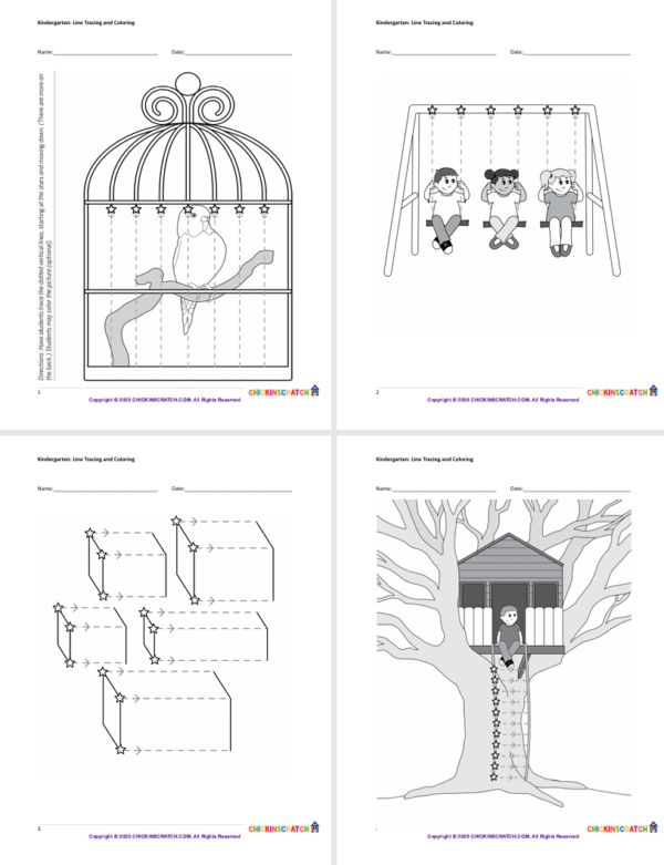 Kindergarten Line Tracing and Coloring Worksheets - Image 3