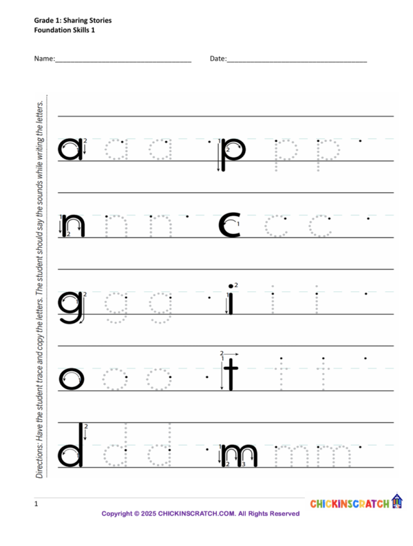Grade 1: Sharing Stories Worksheets Foundation Skills 1