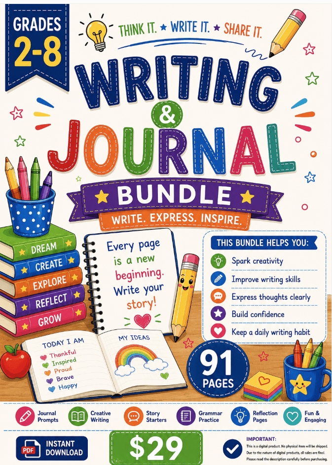 Writing and Journal Bundle Grades 2-8